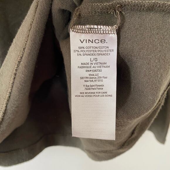 VINCE Heather Dark Pine Brushed Funnel Neck Long Sleeve Top - Picture 6 of 9